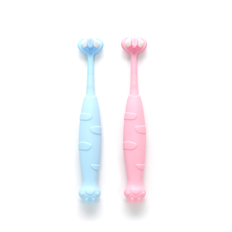 Tête de brosse 3D en PP/TPE, poignée de Style griffe de chat, poils aiguisés Ultra-fins et doux en PBT, brosse à dents de nettoyage en profondeur pour enfants